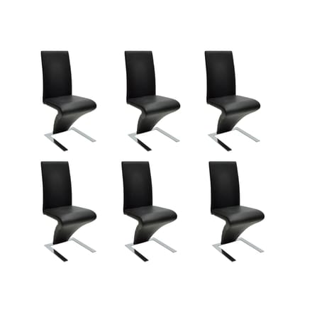 vidaXL - Eetkamerstoelen - 6 - st - kunstleer - zwart