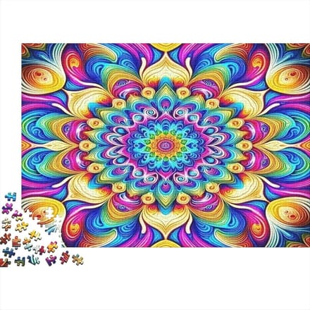Puzzel Mandala - Kunstpuzzel - Ontspanning Thuis - Recyclebaar Papier - 1000 Stukjes - Regenboog