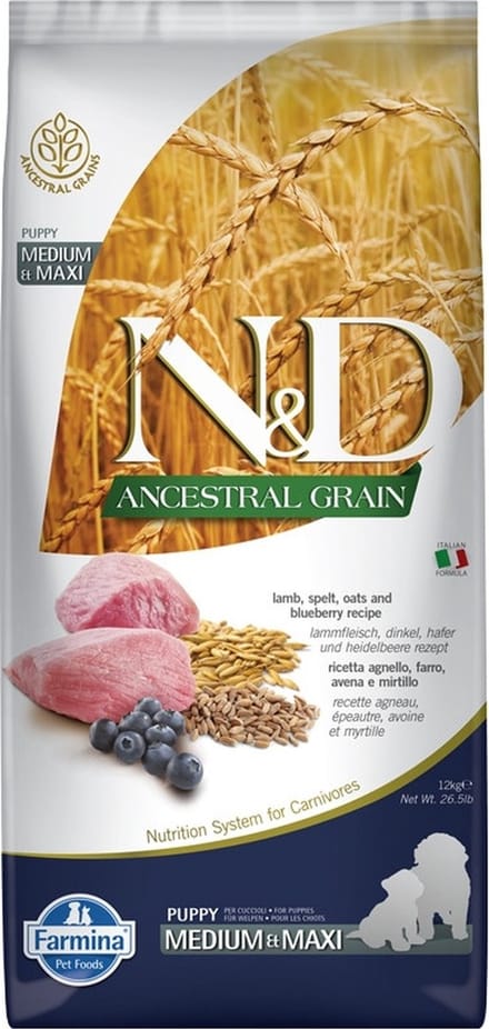 Farmina N&D Ancestral Grain - Hondenvoeding Medium & Maxi - Lam - Spelt - 12kg