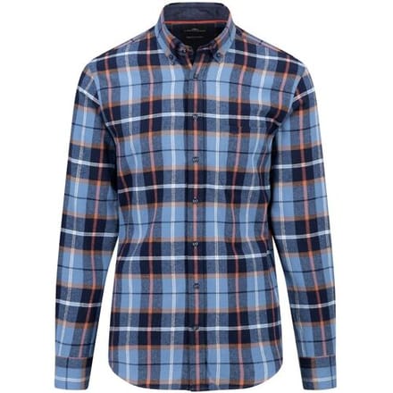 Fynch-Hatton Overhemd Premium Flanel Check Navy / male