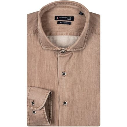 Giordano Overhemd Row Colorful Twill Donker Goud / male