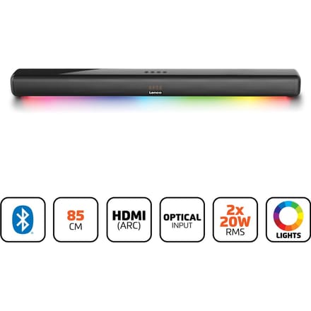 Lenco SB-042LEDBK - Soundbar met Bluetooth - 85cm - HDMI en LED verlichting - Zwart