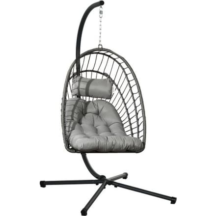 Hangstoel - MUVOE - Lichtgrijs - 194 cm - Draagvermogen 100 kg - Comfortabel en opvouwbaar grijs