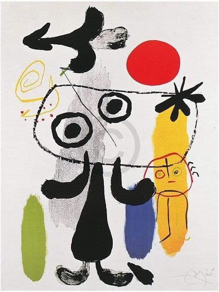 Kunstdruk Joan Miro - Figur gegen rote Sonne II 70x100cm