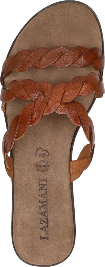 Lazamani - Eden Leren Dames Slippers Tan - Maat 37
