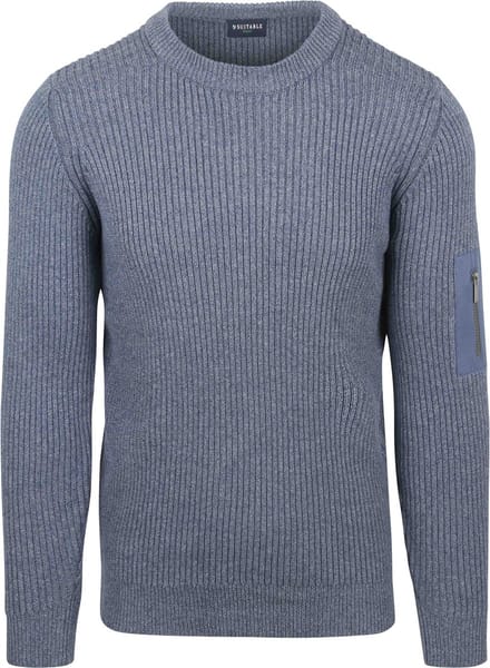 Suitable Mou Trui Melange Blauw - Maat M - Heren - Pullover - Sweater