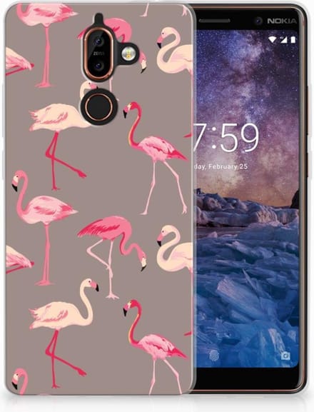 Nokia 7 Plus TPU Hoesje Flamingo