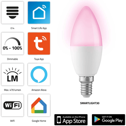 Alecto SMARTLIGHT30 - ampoule LED intelligente avec Wi-Fi, Alecto multicolore