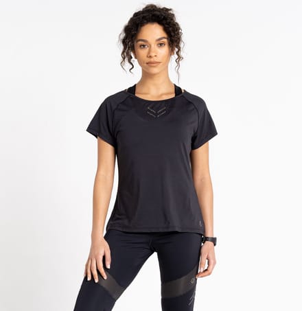 Het Dare2B Crystallize T-shirt met korte mouwen - dames - versierd - Q-Wic Plus - Zwart