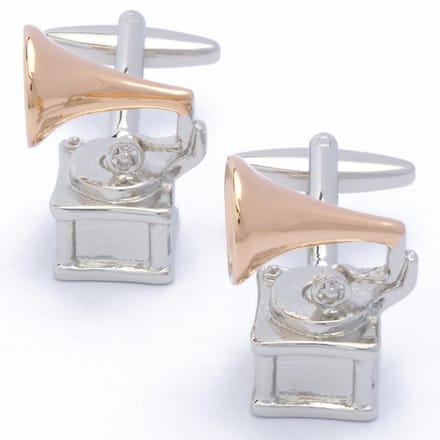 Manchetknopen - Grammofoon Rose Goud en Zilver