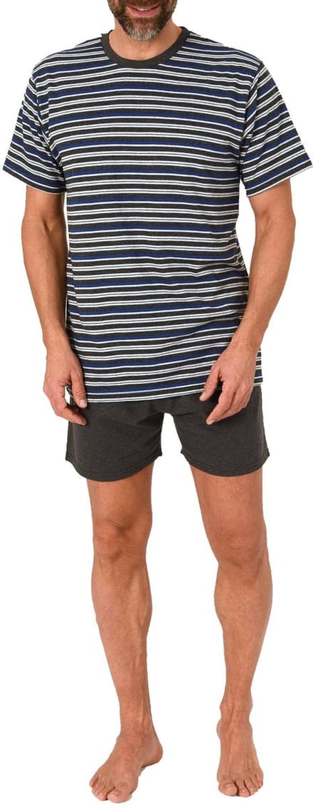 Herenpyjama Shorty met korte mouwen Pyjama in een geweldige gestreepte look