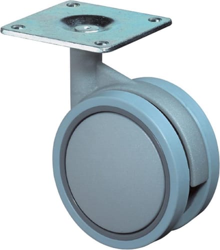 Meubelwiel dubbel 60mm kunststof hoogte 85mm