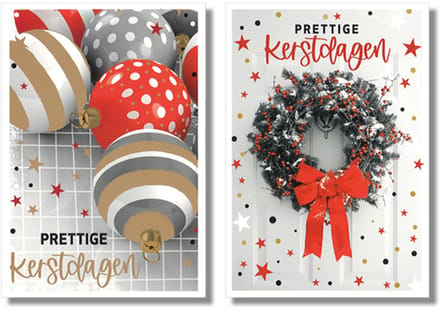 MGPcards - 10 Dubbele wenskaarten - Kerstkaarten / Nieuwjaar - Witte envelop - 10 x 14 cm - 2 Motieven per doosje