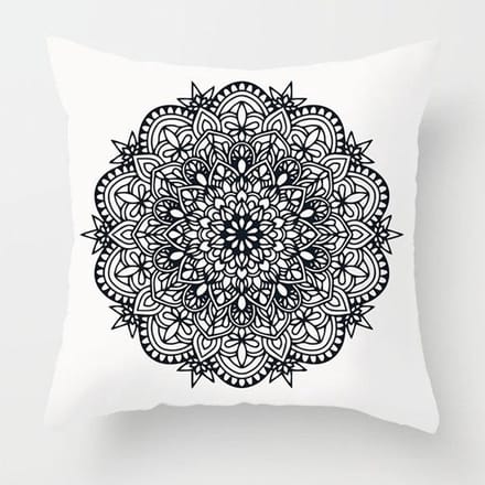| Kussenhoes Mandala | Kussen 45 x 45 cm Zwart Wit met Rits