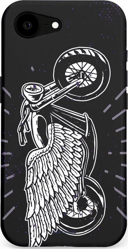 Casetastic hoesje geschikt voor Apple iPhone 16e / Apple iPhone 17e - MagSafe - Dubbellaagse bescherming - Retro highway - Fashion Case - Donkerblauw Zwart Grijs