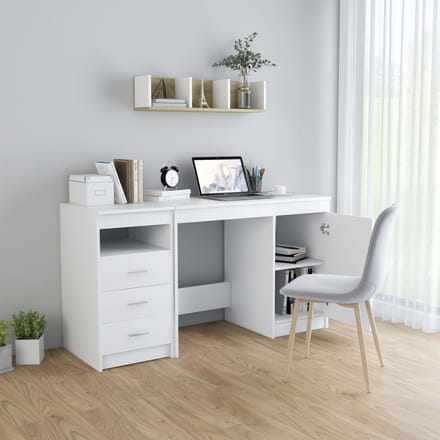 vidaXL - Bureau - 140x50x76 - cm - bewerkt - hout - wit