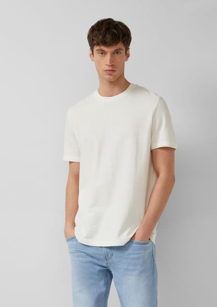 s.Oliver - male - T-shirt met structuur van puur katoen