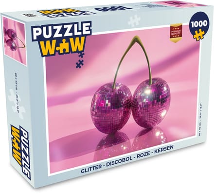 Puzzel Glitter - Discobol - Roze - Kersen - Legpuzzel - Puzzel 1000 stukjes volwassenen