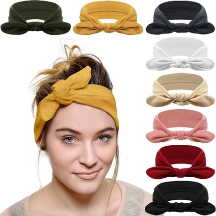 Famanu - 8-pack dames haarbanden/headwraps met strik