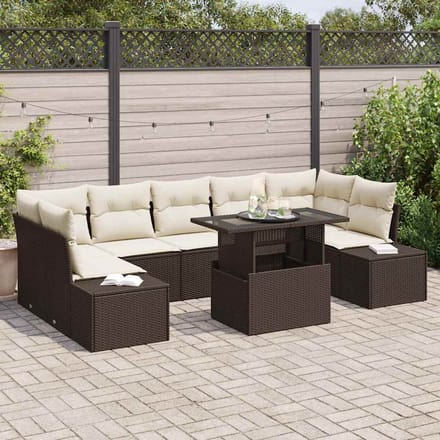 vidaXL - Bankstel - 8 - st - Bruin - en - Crème - poly - rattan