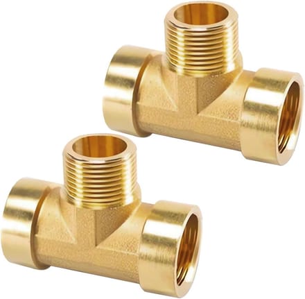 Solidchoice - 3/4 inch Messing T-stuk 90 graden - 2 stuks voor waterleiding