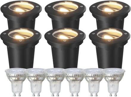 Ledvion Set van 6 LED Grondspot Buiten IP67 3W 230V 345Lm 2700K GU10 wit