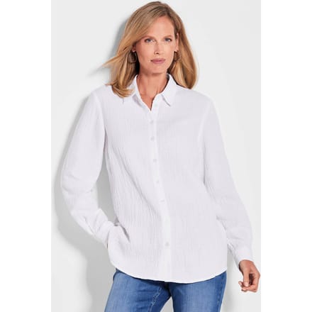 Overhemdblouse van katoen-mousseline - wit - Gr. 20 van Goldner Fashion