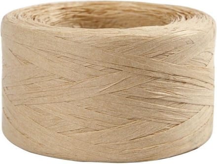 Papier Raffia Garen, B: 7-8 mm, zandkleur, 100 m/ 1 rol