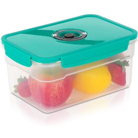 Excellent Houseware - Vacuüm Vershoudbakje - 2.3L - Met Datumaanduiding - BPA-vrij - Transparant/Turquoise