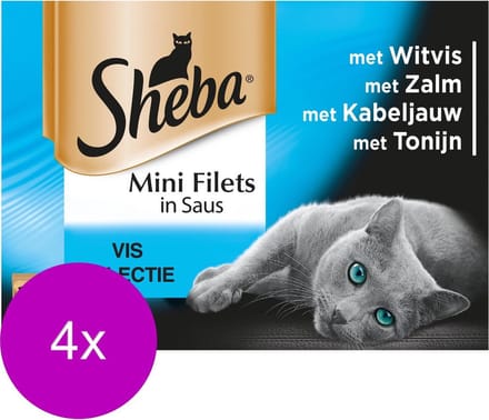 Sheba Multipack Mini Filets Saus - Kattenvoer - 4 x Vis 12x85 g