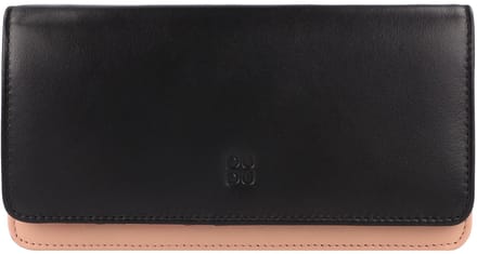 DuDu Canarie Portemonnee RFID-bescherming Leder 17.5 cm - Dames - Horizontaal - black-lavander
