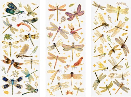 3 Stickervellen - Libelle - Stickers - Dragonfly - Hobbystickers