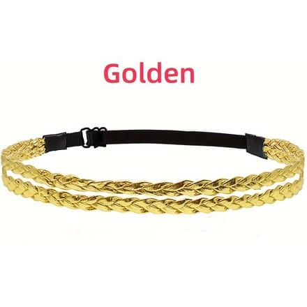 1 stuks Chique Verstelbare Gevlochten Hoofdband - Dubbellaags, Elastisch PU Leer Haaraccessoire beige