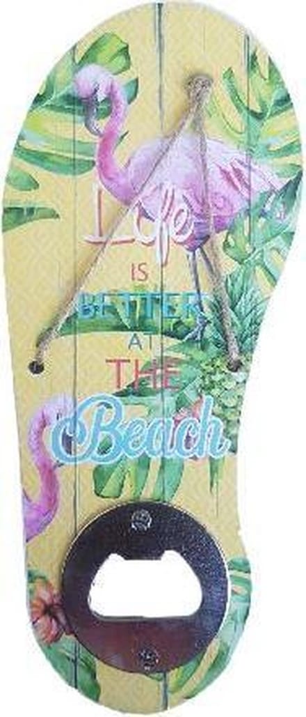 Flessenopener met tropische print Kaketoe - Multicolor - Hout - 18 x 7.5 cm