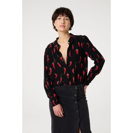 Fabienne Chapot Coco Blouse Black/red Hot Chilli Maat: 34 | Blouses Outlet | Dames | Zwart