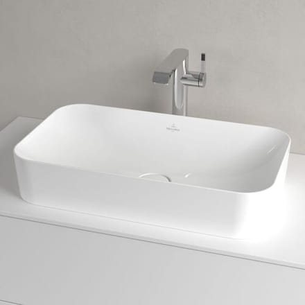 Villeroy & Boch Finion - Opzetwastafel zonder overloop, 60x35 cm, met Ceramicplus, alpine wit 414361R1