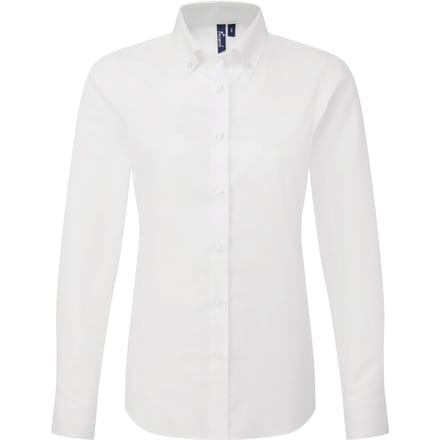 Premier Dames Supreme Oxford Langsleeve Shirt (Wit)