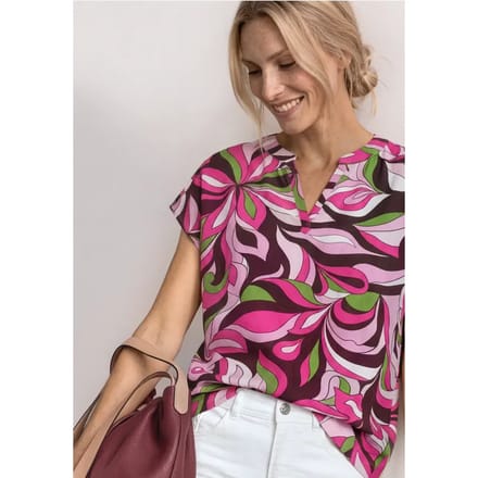 Overhemd met split in de hals en print