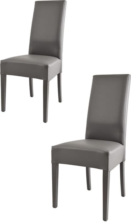 Tommychairs Luisa - Eetkamerstoelen - Set van 2 - Donker Grijs - Kunstleer & Hout