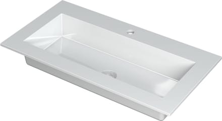 INK® Kraft wastafel polystone enkele bak met 1 kraangat, 90x45x1cm, glans wit