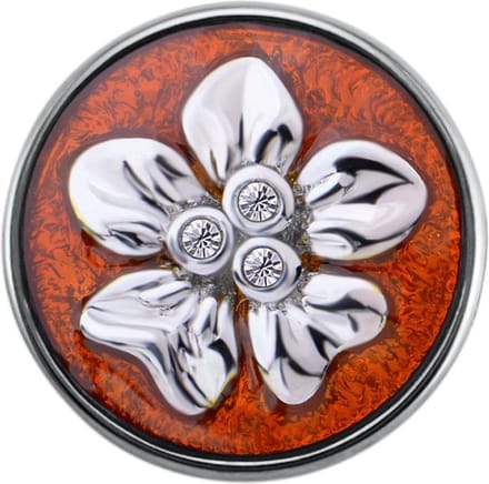 Quiges - Dames Click Button Drukknoop 18mm Bloem Bruin met Zirkonia - EBCM251