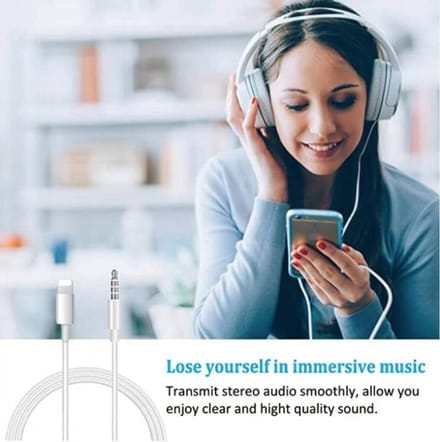 Audio AUX kabel naar lightning USB - 3.5mm hoofdtelefoon muziek aansluiting - audio jack - Autokabel - Wit - 2 stuks