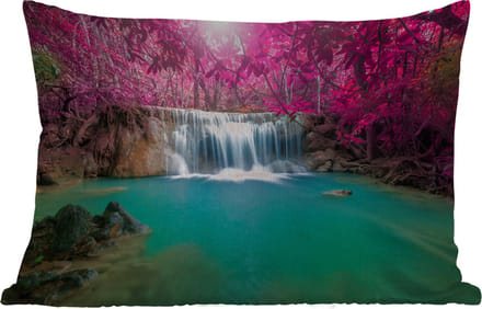 Buitenkussens - Tuin - Waterval - Boom - Roze - Natuur - 50x30 cm