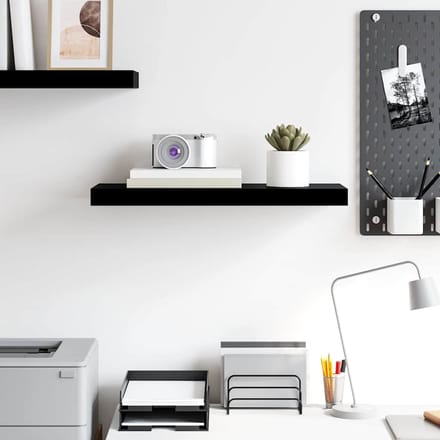 vidaXL - Wandschap - zwevend - 60x23,5x3,8 - cm - MDF - hoogglans - zwart