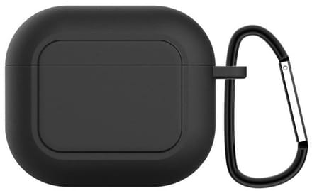 Case cover - Apple Airpods 3 - zwart siliconen - met musketon