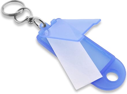 Openklapbare sleutellabels blauw  60x22mm - 100 stuks