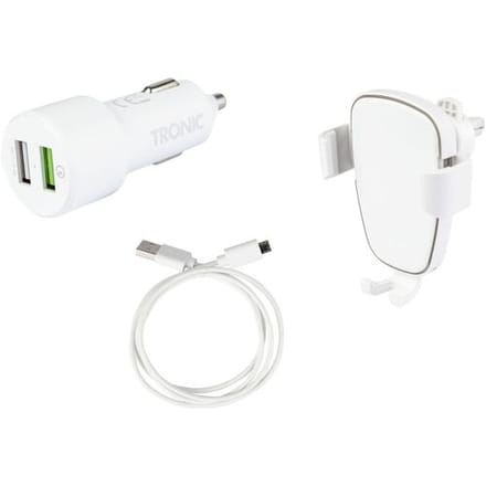 TRONIC Smartphonehouder met Qi-laadfunctie (Wit)