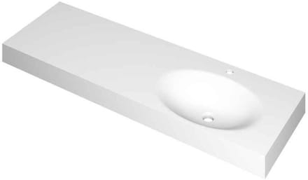INK Smooth Wastafel Polystone Rechts met 1 Kraangat - 1400x450x90 mm - Mat Wit