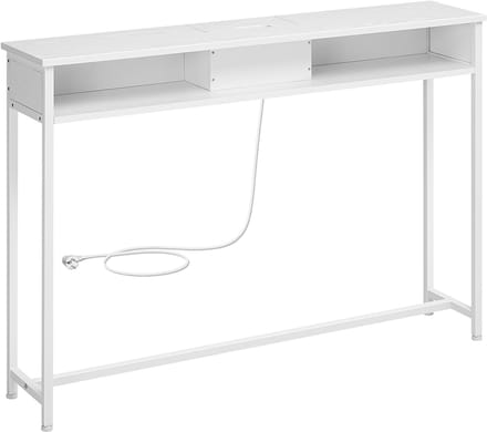 MAZAZU - Consoletafel - Bijzettafel - Met stopcontact - Wit - 120x25x81.1
