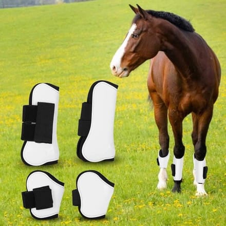 Paarden Beschermers - Beenbeschermers Set - Paardrijden Bescherming - PU Shell - Set van 4 - Wit